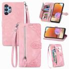 For Samsung Galaxy A32 4G Embossed Flower Shockproof Leather Phone Case(Pink) - 1