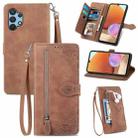 For Samsung Galaxy A32 4G Embossed Flower Shockproof Leather Phone Case(Brown) - 1