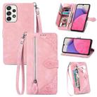 For Samsung Galaxy A33 5G Embossed Flower Shockproof Leather Phone Case(Pink) - 1