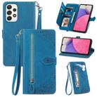 For Samsung Galaxy A33 5G Embossed Flower Shockproof Leather Phone Case(Blue) - 1