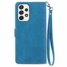 For Samsung Galaxy A33 5G Embossed Flower Shockproof Leather Phone Case(Blue) - 3