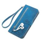 For Samsung Galaxy A33 5G Embossed Flower Shockproof Leather Phone Case(Blue) - 5