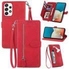 For Samsung Galaxy A53 5G Embossed Flower Shockproof Leather Phone Case(Red) - 1