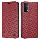 For OPPO A54 5G / A74 5G / A93 5G S11 RFID Diamond Lattice Flip Leather Phone Case(Red) - 1