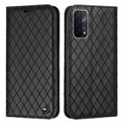 For OPPO A54 5G / A74 5G / A93 5G S11 RFID Diamond Lattice Flip Leather Phone Case(Black) - 1