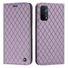 For OPPO A54 5G / A74 5G / A93 5G S11 RFID Diamond Lattice Flip Leather Phone Case(Purple) - 1