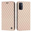 For OPPO A54 5G / A74 5G / A93 5G S11 RFID Diamond Lattice Flip Leather Phone Case(Light Pink) - 1