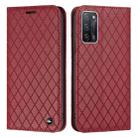 For OPPO A55 5G / A16 S11 RFID Diamond Lattice Flip Leather Phone Case(Red) - 1