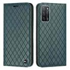 For OPPO A55 5G / A16 S11 RFID Diamond Lattice Flip Leather Phone Case(Green) - 1