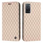 For OPPO A55 5G / A16 S11 RFID Diamond Lattice Flip Leather Phone Case(Light Pink) - 1