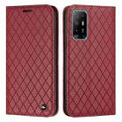 For OPPO A94 4G / A94 5G / A95 5G S11 RFID Diamond Lattice Flip Leather Phone Case(Red) - 1