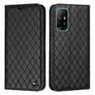 For OPPO A94 4G / A94 5G / A95 5G S11 RFID Diamond Lattice Flip Leather Phone Case(Black) - 1