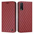 For vivo Y20 / Y20i / Y20s / Y12a S11 RFID Diamond Lattice Flip Leather Phone Case(Red) - 1