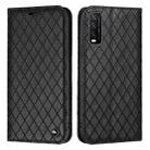 For vivo Y20 / Y20i / Y20s / Y12a S11 RFID Diamond Lattice Flip Leather Phone Case(Black) - 1