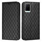 For vivo Y21 / Y33s / Y21s S11 RFID Diamond Lattice Flip Leather Phone Case(Black) - 1
