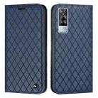 For vivo Y51s / Y51a / Y51 2020 S11 RFID Diamond Lattice Flip Leather Phone Case(Blue) - 1