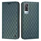 For vivo Y51s / Y51a / Y51 2020 S11 RFID Diamond Lattice Flip Leather Phone Case(Green) - 1