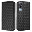 For vivo Y51s / Y51a / Y51 2020 S11 RFID Diamond Lattice Flip Leather Phone Case(Black) - 1