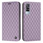For vivo Y51s / Y51a / Y51 2020 S11 RFID Diamond Lattice Flip Leather Phone Case(Purple) - 1