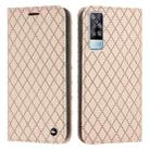 For vivo Y51s / Y51a / Y51 2020 S11 RFID Diamond Lattice Flip Leather Phone Case(Light Pink) - 1