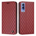 For vivo Y72 5G / Y53s / Y52 5G S11 RFID Diamond Lattice Flip Leather Phone Case(Red) - 1