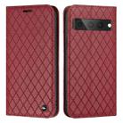 For Google Pixel 7 Pro S11 RFID Diamond Lattice Flip Leather Phone Case(Red) - 1