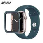 For Apple Watch Series 7 45mm Silicone Watch Band Case with Screen Film Set(Pine Needle Green) - 1