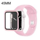 For Apple Watch Series 7 45mm Silicone Watch Band Case with Screen Film Set(Pink) - 1