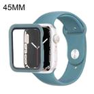 For Apple Watch Series 7 45mm Silicone Watch Band Case with Screen Film Set(Blue Grey) - 1