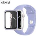 For Apple Watch Series 7 45mm Silicone Watch Band Case with Screen Film Set(Purple) - 1