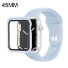 For Apple Watch Series 7 45mm Silicone Watch Band Case with Screen Film Set(Sky Blue) - 1