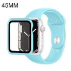 For Apple Watch Series 7 45mm Silicone Watch Band Case with Screen Film Set(Baby Blue) - 1