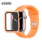 For Apple Watch Series 7 45mm Silicone Watch Band Case with Screen Film Set(Light Orange) - 1