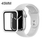 For Apple Watch Series 7 45mm Silicone Watch Band Case with Screen Film Set(Grey White) - 1