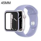 For Apple Watch Series 7 45mm Silicone Watch Band Case with Screen Film Set(Gray Blue) - 1