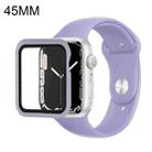 For Apple Watch Series 7 45mm Silicone Watch Band Case with Screen Film Set(Dark Purple) - 1