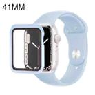 For Apple Watch Series 7 41mm Silicone Watch Band Case with Screen Film Set(Sky Blue) - 1