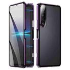 For Sony Xperia 1 IV HD Magnetic Metal Tempered Glass Phone Case(Purple) - 1