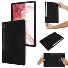 For Samsung Galaxy Tab S8+/Tab S7+/Tab S7 FE Pure Color Liquid Silicone Shockproof Full Coverage Tablet Case(Black) - 1