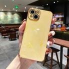 For iPhone 14 Pro Marble Texture Electroplating Phone Case(Yellow) - 1