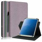 For 10 inch Cloth Texture 360 Rotation Horizontal Flip Universal Tablet PC Leather Case with Pen Slot(Purple) - 1