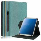 For 10 inch Cloth Texture Horizontal Flip Universal Tablet PC Leather Case with Pen Slot(Green) - 1