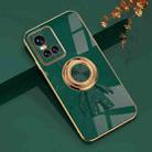 For vivo S10 Pro 6D Plating Astronaut Ring Kickstand Phone Case(Night Green) - 1