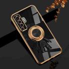 For vivo X50 6D Plating Astronaut Ring Kickstand Phone Case(Black) - 1