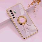 For vivo X50 6D Plating Astronaut Ring Kickstand Phone Case(Light Purple) - 1