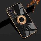 For vivo X70 6D Plating Astronaut Ring Kickstand Phone Case(Black) - 1