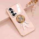 For vivo X70 Pro+ 6D Plating Astronaut Ring Kickstand Phone Case(Light Pink) - 1