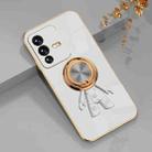 For vivo S12 6D Plating Astronaut Ring Kickstand Phone Case(White) - 1
