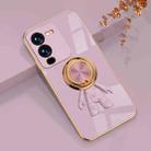 For vivo S15 6D Plating Astronaut Ring Kickstand Phone Case(Light Purple) - 1