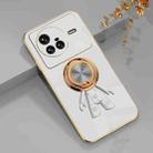 For vivo X80 6D Plating Astronaut Ring Kickstand Phone Case(White) - 1